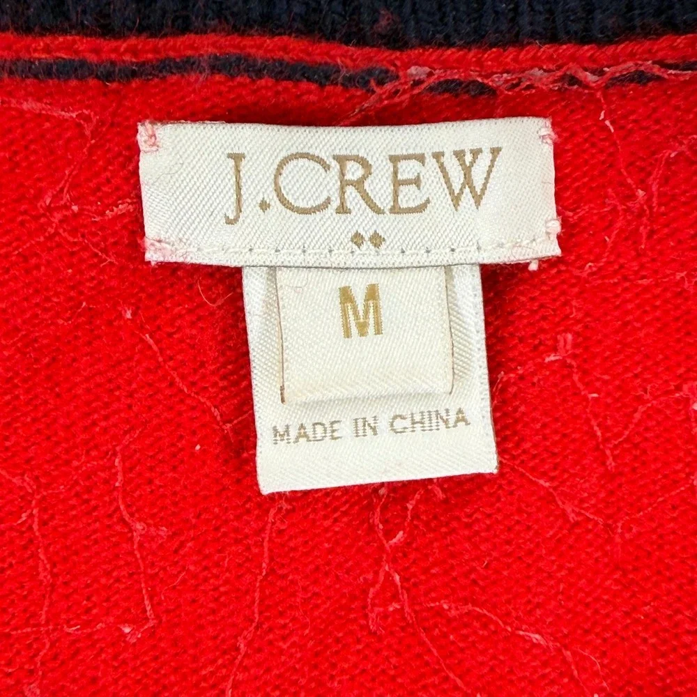 J. Crew Red Sequin Crewneck Sweater Long‎ Sleeve Women's Size Medium